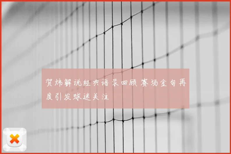 贺炜解说经典语录回顾 赛场金句再度引发球迷关注